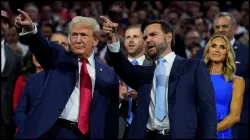 Former US President Donald Trump with his vice presidential pick JD Vance at the Republican National Convention in Milwaukee.