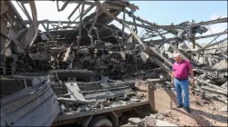 A view shows a damaged site in the aftermath of the Israeli strike on south Lebanon.