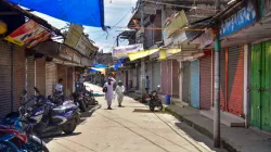 View of a deserted street during a ‘bandh’ called by local organisations.