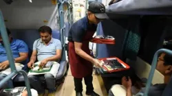 Foods being served in a train