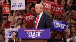 Former US President Donald Trump attends a campaign rally in Bozeman, Montana