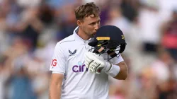 Joe Root celebrates after his 33rd Test hundred.