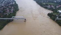 A bridge collapse due to floods triggered by typhoon Yagi in Phu Tho province