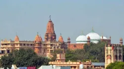 A view of the Krishna Janmasthan Temple Complex and Shahi Eidgah Mosque, in Mathura.