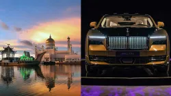 Istana Nurul Iman (L) and Rolls-Royce Spectare car (R) 