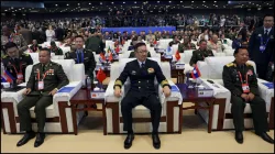 Chinese Defence Minister Dong Jun and other military leaders attend Beijing Xiangshan Forum in Beijing.