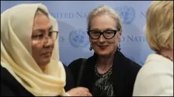 Meryl Streep at a press conference following an event on "The Inclusion of Women in the Future of Afghanistan."