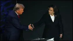 Donald Trump and Kamala Harris during their August 10 presidential debate.