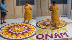 viral video, trending, trending news, woman destroys Onam Pookalam, Bengaluru, viral videos, trendin