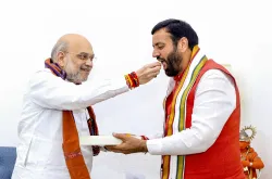 Nayab Singh Saini with Amit Shah