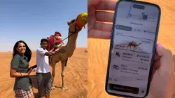 Screengrab of the viral video of booking camel ride on Uber app