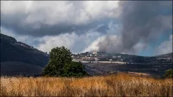 Smoke rises following Israeli strikes in Lebanon, amid cross-border hostilities between Hezbollah and Israel.