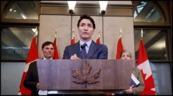 Canada's Prime Minister Justin Trudeau during a press conference