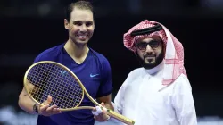 Rafael Nadal of Spain poses for a photo with Turki Alalshikh