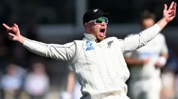 Glenn Phillips celebrates after taking an outstanding catch.