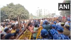 Students protest in Prayagraj.