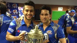 Unmukt Chand with Sachin Tendulkar.