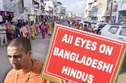 Hindu activists during a protest against the alleged atrocities on Hindus in Bangladesh