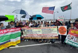 Bangladeshi Americans protesting against Yunus government in US