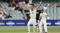 Mitchell Starc traps Yashasvi Jaiswal plumb in front of the stumps.