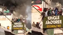 People jumping from the restaurant's roof