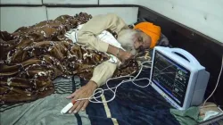 Farmer leader Jagjit Singh Dallewal during his hunger strike at the Khanauri Border in the Sangrur district of Punjab.