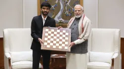 Gukesh D with PM Narendra Modi.