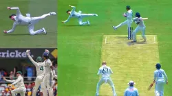 Steve Smith pulls off a stunner in slips to dismiss KL Rahul off the bowling of Nathan Lyon