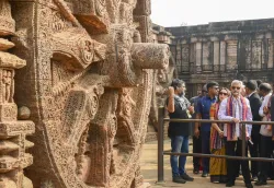 External Affairs Minister S Jaishankar with his wife Kyoko Jaishankar visits the Konark Sun Temple, 