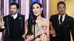 (Left to right) Sebastian Stan, Demi Moore and Adrien Brody 