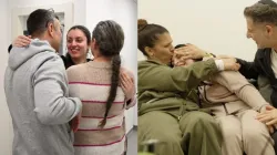 Israeli soldiers with family members