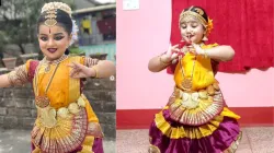 Adorable little girl Siya Roy dressed in Bharatanatyam costume.