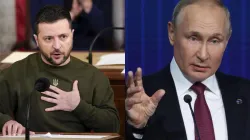 Ukrainian President Volodymyr Zelenskyy (left) and Russian President Vladimir Putin (right)