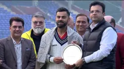 Virat Kohli was felicitated by DDCA officials.