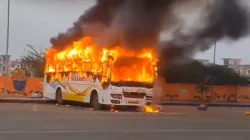 Bus carrying Mahakumbh devotees catches fire 