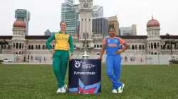 South Africa captain Kayla Reyneke and India skipper Niki Prasad.