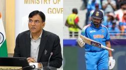 Sports Minister Mansukh Mandaviya and Rohit Sharma.