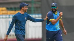 Nitin Patel with Mohammed Shami.