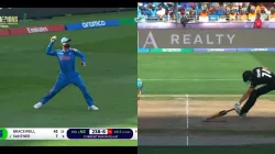 Virat Kohli throw (left) and Mitchell Santner (right)