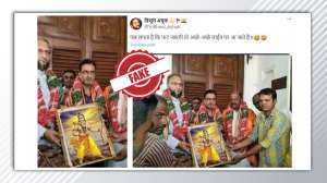 Fact Check: Asaduddin Owaisi’s photo holding Ambedkar’s portrait morphed to show Lord Ram’s painting