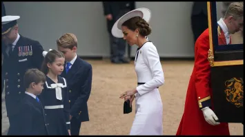 princess kate dress at king charles birthday Middleton arrives in Buckingham Palace to attend Charles' parade | WATCH Size:Custom Size ( Leave us a note your measurements ) something blue Karymi Casual Solid T-Shirt