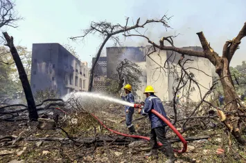 Emergency responders at the crash site