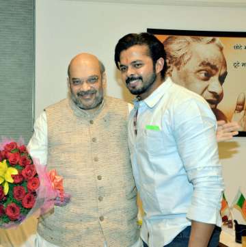 S Sreesanth with BJP President Amit Shah