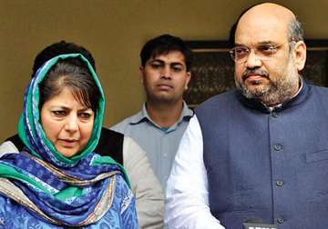 Mehbooba Mufti and Amit Shah 