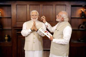 PM Narendra Modi with his wax statue