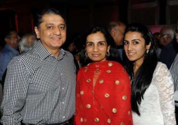 Chanda Kochhar with her husband Deepak Kochhar and daughter Aarti