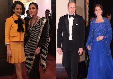 L- Kangana and Kareena, R- Duke and Duchess of Cambridge