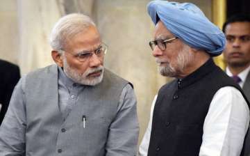 File photo of PM Narendra Modi with Congress leader Manmohan Singh