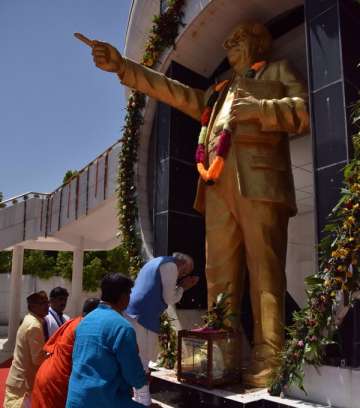 PM Modi pays tribute to Dr B R Ambedkar on his 125th birth anniversary in Mhow