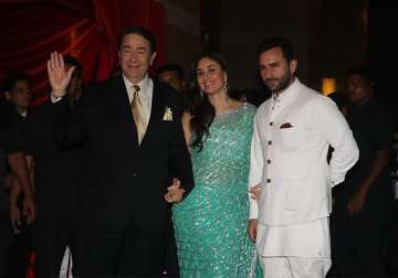 Randhir Kapoor with daughter Kareena and son in law Saif Ali Khan